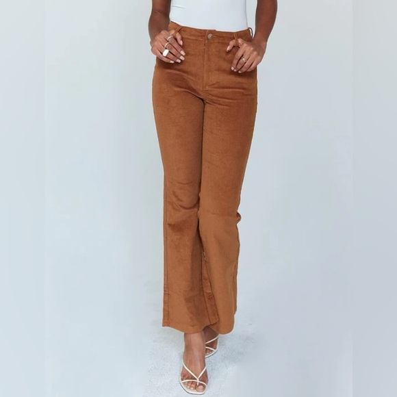 Princess Polly Elijah Brown Corduroy Flare Pants Size 4 New With Rags - Picture 2 of 9
